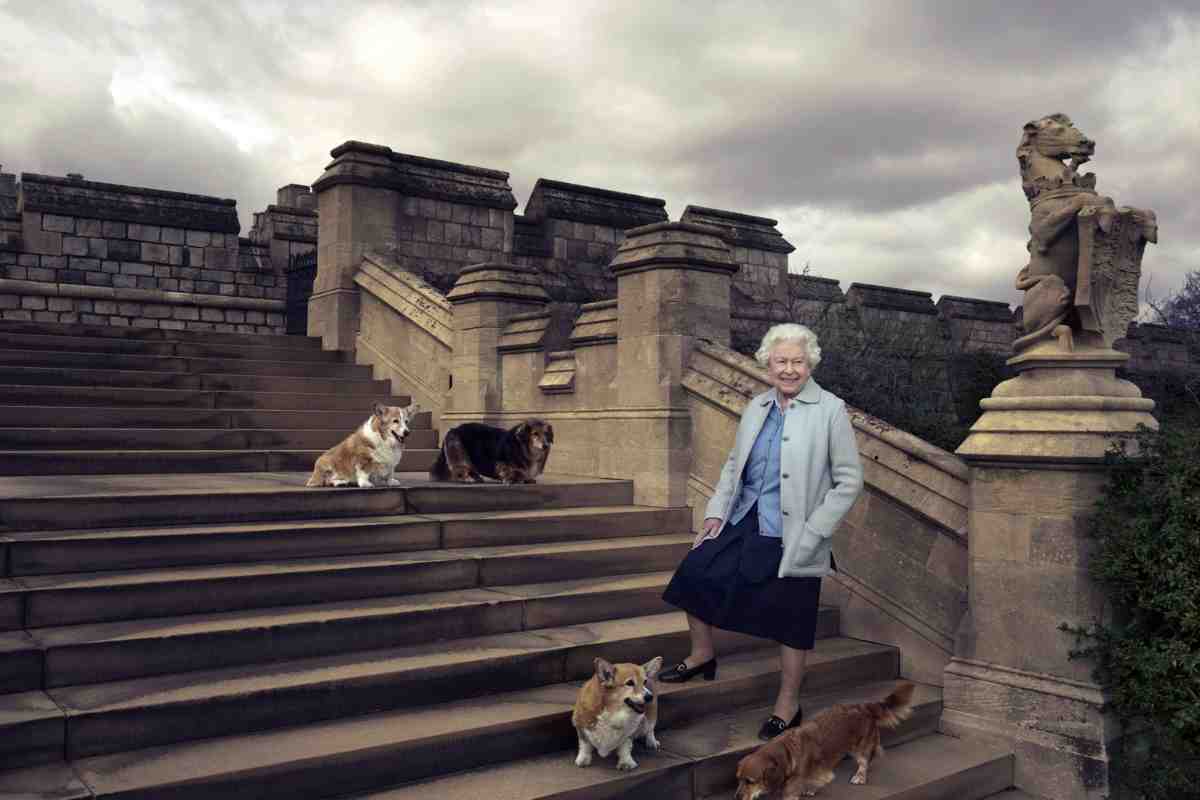 Elisabetta II con i Corgi